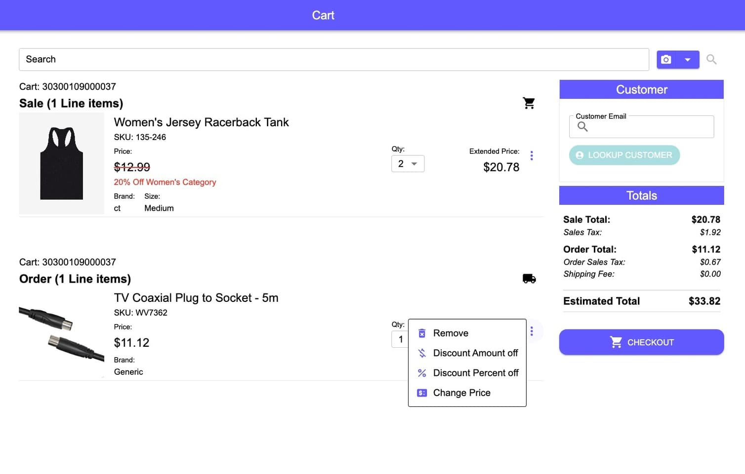 InStore_Cart module user interface